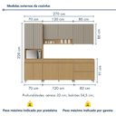 Ver imagem 3 de Cozinha 5 Peças 11 Portas 5 Gavetas 270cm 100% MDF Simone Mendes Marrom/Carvalho/Fendi