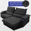 Ver imagem 7 de Sofá Retrátil e Reclinável 2,25m Stadium Molas Ensacadas Velupluma Preto Cama Inbox