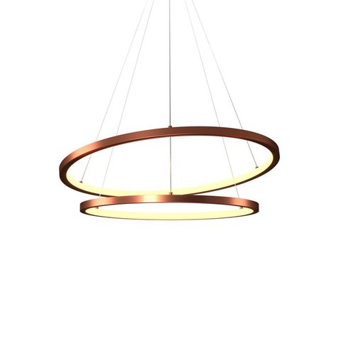 Lustre Pendente Orluce Tabat OR1796 com 2 Aros 50/40cm Cobre Led Bivolt