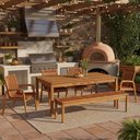 Ver imagem 1 de Mesa de Jantar com Banco de Madeira 180cm e 04 Cadeiras Trammare C07 Corda Ocre - Lyam Decor