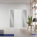 Ver imagem 2 de Porta de Alumínio Veneziana de Correr 210x180cm 6 Folhas 2 Fixas com Vidro Liso Temperado MGM Branco