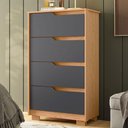 Ver imagem 7 de Guarda Roupa Casal New Fusion 10 Portas e Cômoda Sole Flex Freijo Titanium - Móveis Albatroz