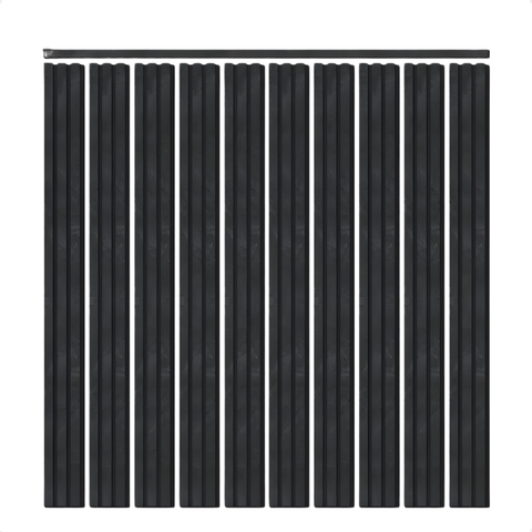 Kit Meia Parede Ripada Eva Laminada 10 Ripas de 1,1m Black com Textura Preta com Acabamento Superior