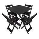 Ver imagem 1 de Jogo de Mesa Dobrável 70x70 Bar 4 Cadeiras Madeira Maciça - Preto