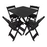 Jogo de Mesa Dobrável 70x70 Bar 4 Cadeiras Madeira Maciça - Preto - 1