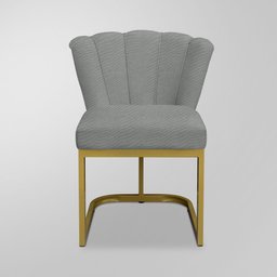 Cadeira Flor Quarto Linho Grafite - Base Ferro Dourado - 2