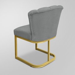 Cadeira Flor Quarto Linho Grafite - Base Ferro Dourado - 3