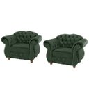 Ver imagem 1 de Duas Poltronas Chesterfield Merlo - Suede Verde Musgo / Decoração, recepção , barbearia, sala tv est
