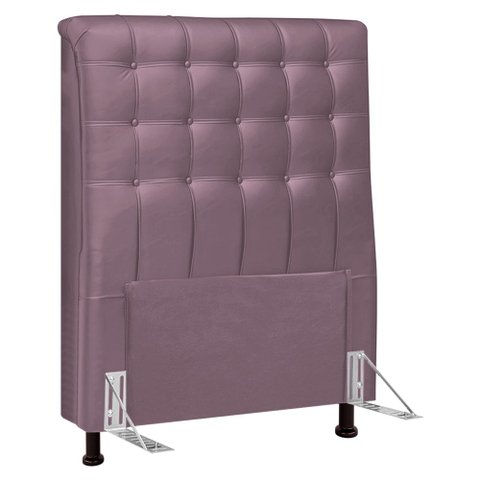 Cabeceira Cama Box Solteiro Ciara 90cm Botonê com Frame Veludo Rosê - Desk Design
