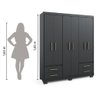 Guarda Roupas Casal 6 Portas 4 Gavetas Primacy Preto Batrol - 5