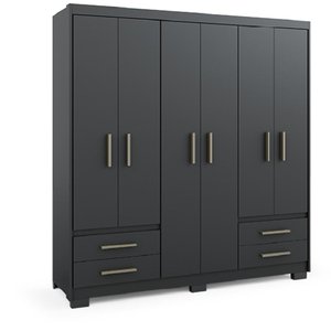 Guarda Roupas Casal 6 Portas 4 Gavetas Primacy Preto Batrol