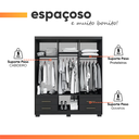 Ver imagem 5 de Guarda Roupas Casal 6 Portas 4 Gavetas Primacy Preto Batrol