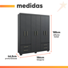 Guarda Roupas Casal 6 Portas 4 Gavetas Primacy Preto Batrol - 3