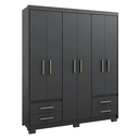 Ver imagem 1 de Guarda Roupas Casal 6 Portas 4 Gavetas Primacy Preto Batrol