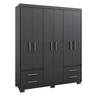 Guarda Roupas Casal 6 Portas 4 Gavetas Primacy Preto Batrol - 1