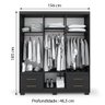 Guarda Roupas Casal 6 Portas 4 Gavetas Primacy Preto Batrol - 3