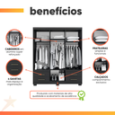 Ver imagem 4 de Guarda Roupas Casal 6 Portas 4 Gavetas Primacy Preto Batrol