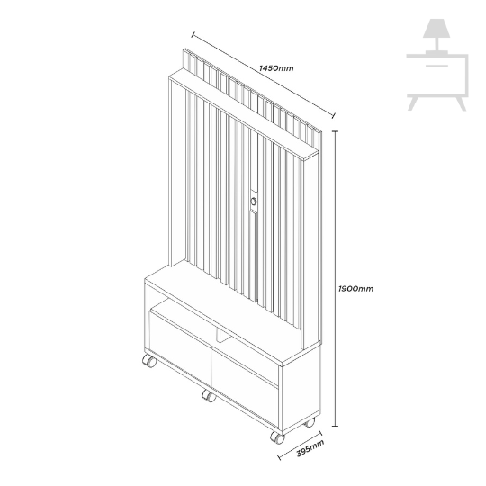 Estante Rack p/ TV 50" Home Ripado Estilos 1,45cm c/ Rodizio:Naturale - 5