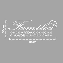 Adesivo De Parede Decorativo Quarto Sala Família Vida e Amor - Cor Branca - 2