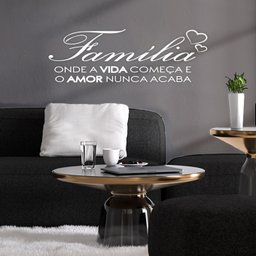 Adesivo De Parede Decorativo Quarto Sala Família Vida e Amor - Cor Branca - 3