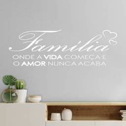 Adesivo De Parede Decorativo Quarto Sala Família Vida e Amor - Cor Branca - 5