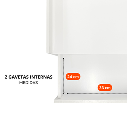 Conjunto 2 Mesinhas de Canto Apoio Moderna Criado Organizador Branco Madeira Mdf Gavetas Decorativa - 5