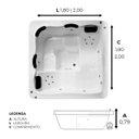 Ver imagem 2 de Spa Quadrado Malaga Padrão com Hidro em Acrílico