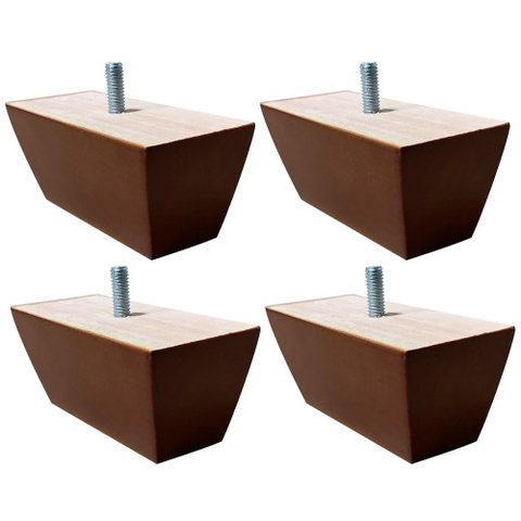 Kit 4 Pés de Madeira Retangular para Sofá 12cm - Mozzelar