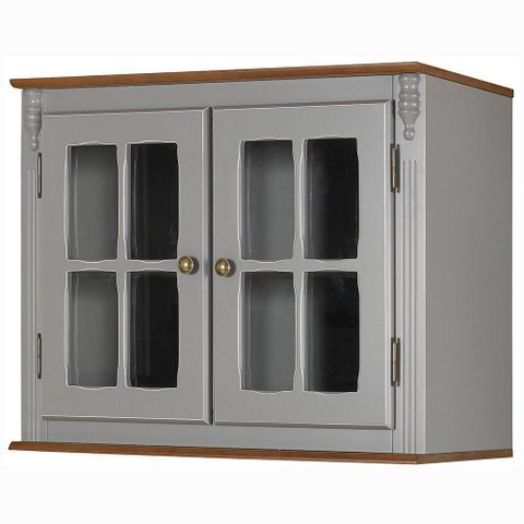 Aéreo Cozinha 80cm 2 Portas de Vidro Laca Cinza