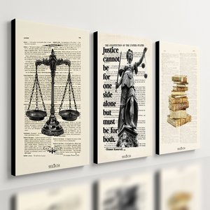 Kit 3 Quadro Decorativo Advocacia Escritório Justiça Placa 40x28cm
