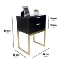 Ver imagem 2 de Kit 2 Mesas Cabeceira Industrial 40cm Preto Eco 2 Gavetas Base Metal Dourado Lateral Cama