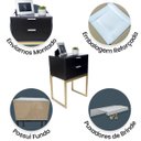 Ver imagem 4 de Kit 2 Mesas Cabeceira Industrial 40cm Preto Eco 2 Gavetas Base Metal Dourado Lateral Cama