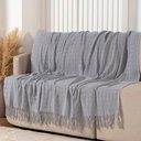 Ver imagem 1 de Manta Xale Rubi 1,70m X 1,40m com Franja para Sofá Cama 100% Algodão 01 Peça - Cinza