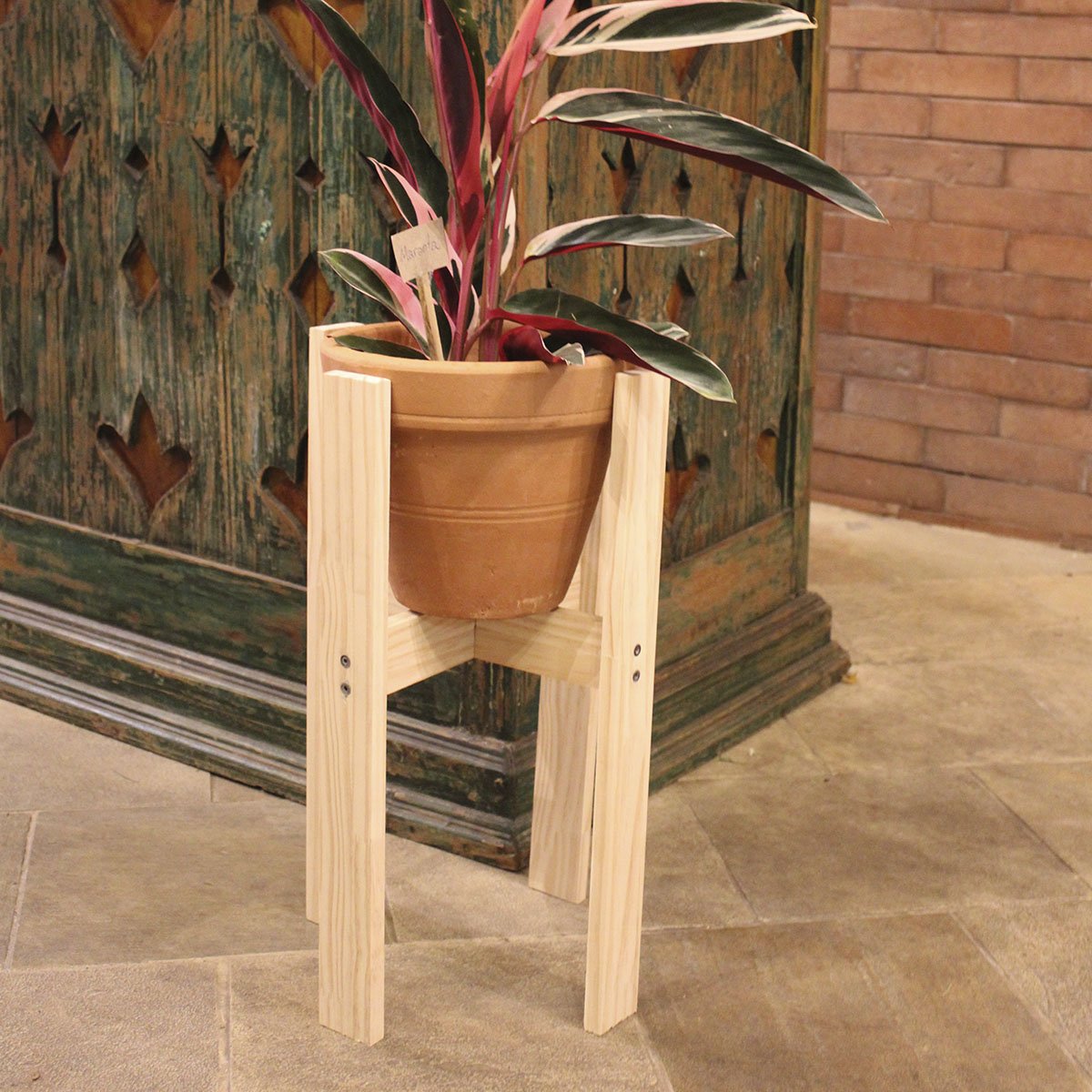 Suporte de Madeira Pinus para Vasos de Plantas - 24x40 | MadeiraMadeira