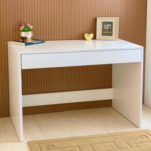 Escrivaninha 90cm Sli Gaveta e Livreiro Ripado 5 Prateleiras