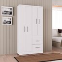 Ver imagem 7 de Cômoda 868 4 Gavetas e 1 Porta com Guarda Roupa Solteiro Milão 4 Portas Branco Brilho - Poquema