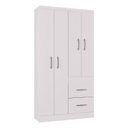 Ver imagem 5 de Cômoda 868 4 Gavetas e 1 Porta com Guarda Roupa Solteiro Milão 4 Portas Branco Brilho - Poquema