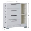 Ver imagem 2 de Cômoda 868 4 Gavetas e 1 Porta com Guarda Roupa Solteiro Milão 4 Portas Branco Brilho - Poquema
