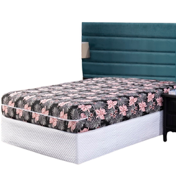 Capa de Colchão King 40cm com Zíper Protetor de Malha Estampada 1 Peça:23 Flor Rosa e Cinza - 3