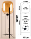 Ver imagem 3 de Luminária de Chão Piso 160cm Globo Vidro Âmbar Coluna Pedestal Moderno Industrial Lv-amb-5 Gimpo