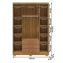 Ver imagem 3 de Guarda Roupa Solteiro 120 Cm 4 Portas 10088 Nature Camarim Vlr Nature Camarim