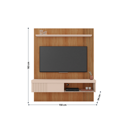 Painel para Tv Moderno até 55 Polegadas Suspenso Sala Quarto Ripado Rack Cor Freijo/off White - 5