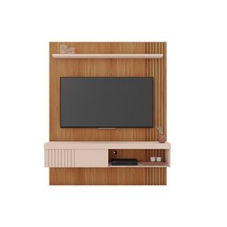 Painel para Tv Moderno até 55 Polegadas Suspenso Sala Quarto Ripado Rack Cor Freijo/off White - 1