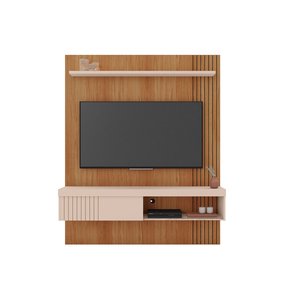 Painel para Tv Moderno até 55 Polegadas Suspenso Sala Quarto Ripado Rack Cor Freijo/off White