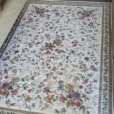 Tapete Sala Antiderrapante Floral Jasmin 03 Bege 1,40x2,00m