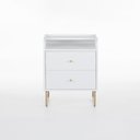 Ver imagem 1 de Mesa de Cabeceira Lys 2 Gavetas 1 Prateleira 43 Cm X 38 Cm Branco/ Dourado