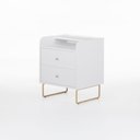 Ver imagem 2 de Mesa de Cabeceira Lys 2 Gavetas 1 Prateleira 43 Cm X 38 Cm Branco/ Dourado