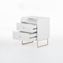 Ver imagem 3 de Mesa de Cabeceira Lys 2 Gavetas 1 Prateleira 43 Cm X 38 Cm Branco/ Dourado