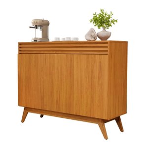 Balcão Aparador Buffet Florence Ripado Mdf 3 Porta Pé Palito:nature