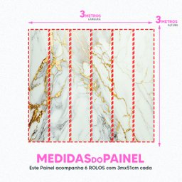 Papel de Parede Painel 3D Mármore Branco com Ouro 3M Auto Colante Lavável Revestimento Brilhoso - 4